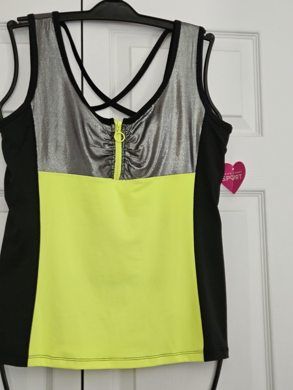Hard Candy Neon Yellow, Silver & Black Athletic Tank Top
